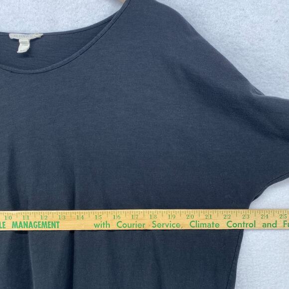 EILEEN FISHER Top M Slub Organic Cotton Jersey Scoop Neck Dolman Sleeve Black - Picture 10 of 12